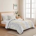thumbnail image 5 of Twin XL Quilt Set 68''x98'', Yellow Grey Lightweight Summer Bedspread Coverlet Set with 2 Pillow Shams, Pastoral Botanical Branch Breathable All Season Quilt Bedding for Dorm/Guest Room, 5 of 9