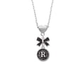 thumbnail image 2 of Delight Jewelry Silvertone Antiqued Round Seal - Initial - R - Black Bow Heart Necklace, 2 of 4