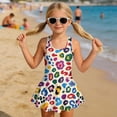 thumbnail image 3 of DISNIMO Leopard Printed Girl One Piece Swimsuit with Skirt Sleeveless Skirted Bathing Suit Comfortable Breathable Swimwear Quick Dry Swim Dress, 3 of 8