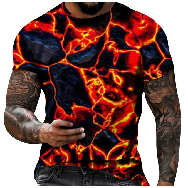 Cameland T-Shirt à Manches Courtes pour Hommes, Mode Décontractée, Col Rond, Imprimé