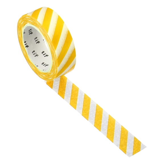 Uxcell Holographic Washi Tape 0.59 Inch x 10.93 Yards, 1 Roll Self Adhesive Stripe Pattern Masking Sticker, Yellow