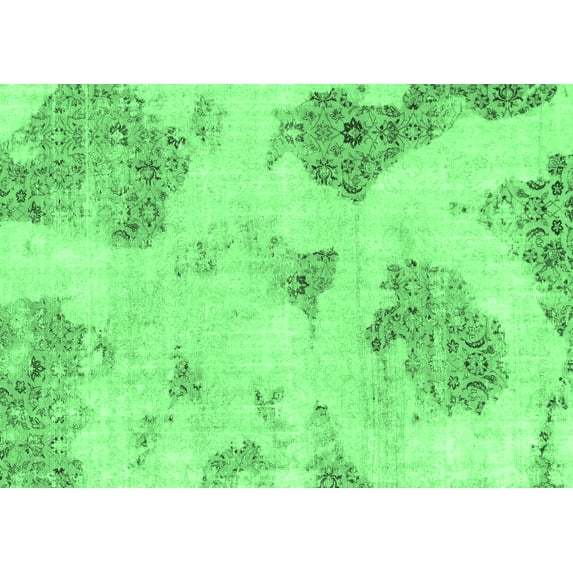 Ahgly Company Indoor Rectangle Abstract Emerald Green Modern Area Rugs, 5' x 8'