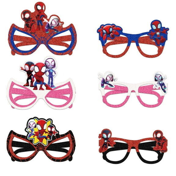 12Pcs Spider Themed Paper Glasses, Party Supplies Photo Booth Prop Cartoon Character Cosplay Birthday Gift.