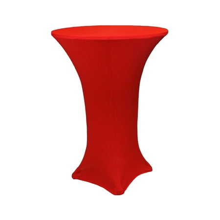 1 Pc, Spandex Cocktail Table Cover 36" Round - Red For Wedding, Birthday Celebration, Quinceanera