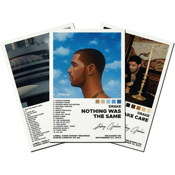 Drake Poster Nothing Was The Same Poster, Album Aesthetics 3 Piece Set,12x18IN Canvas Prints Unframed Set of 3