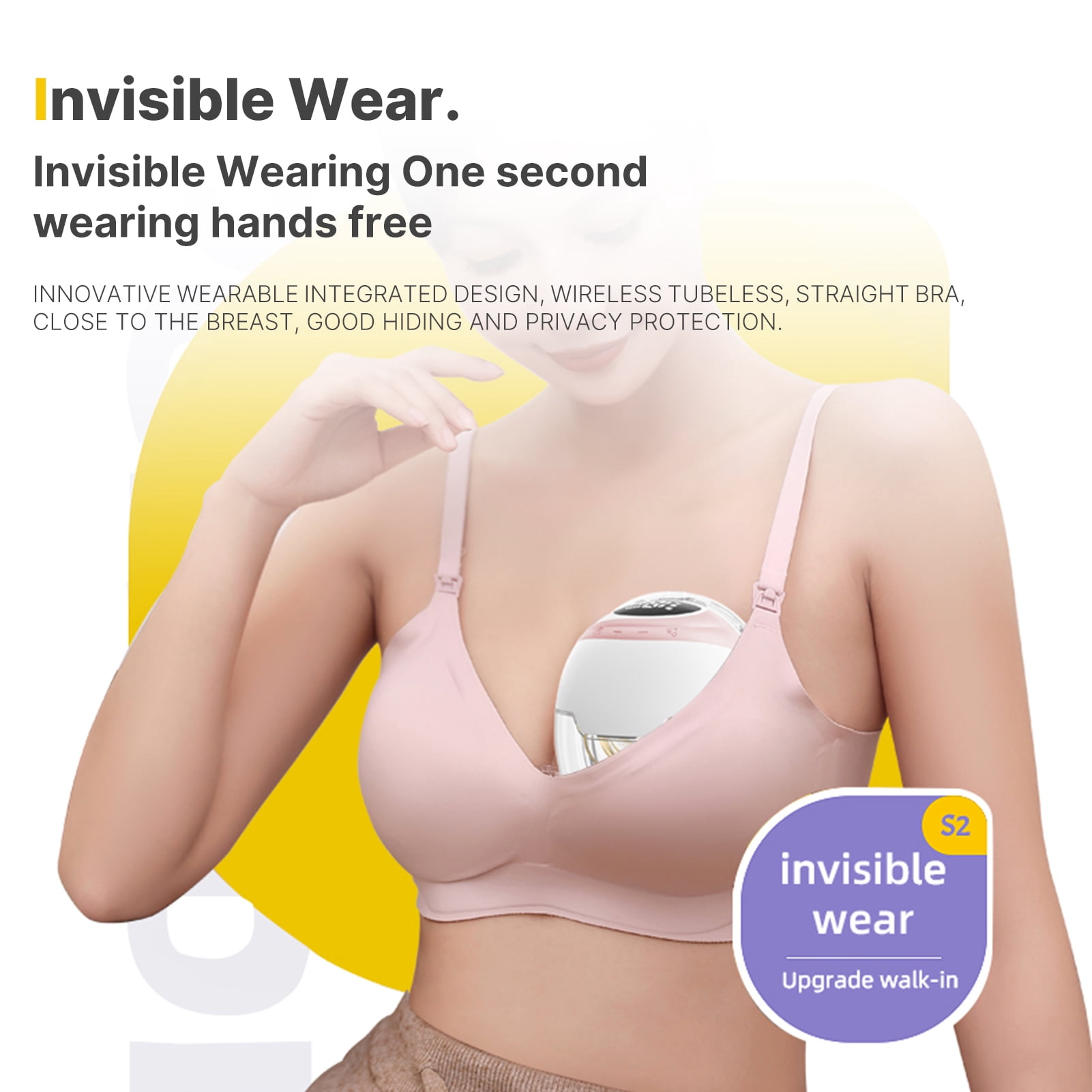 NFTIGB Hands-Free Wearable Breast Pump, Electric Wireless Portable Breastpump with 3 Modes and 9 Suction Levels, 240ml Capacity (8.11 oz), Includes 4 Flange Sizes, 1200mAh Battery, White/Pink