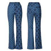 Aellinatey Women High Waist Straight Jeans Pants Asymmetrical Plaid Floral Denim Trousers