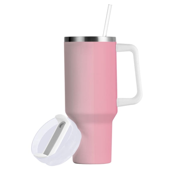 Yayeee 40oz Stainless Steel Tumbler with Straw and Handle Double-Wall Insulated Travel Water Bottle, Light Pink Gradient