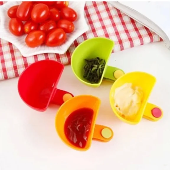 Dip Clip Bowl Plate Holder Color Plastic Dish Chip and Dip Serving Set for Spice Tomato Sauce Salt Veggie Vinegar Ketchup