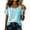 Sky Blue-shirts, variant on Women Cold Shoulder Shirts Striped Short Sleeve Round Neck T Shirts Fashion Summer Split Hem Beach Tees