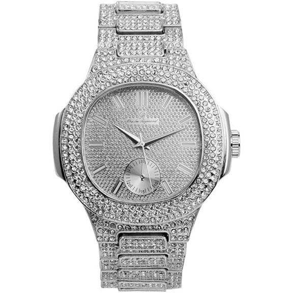 Bling-ed Out Oblong Metal Mens Color on Blast Watch - ST10235DX