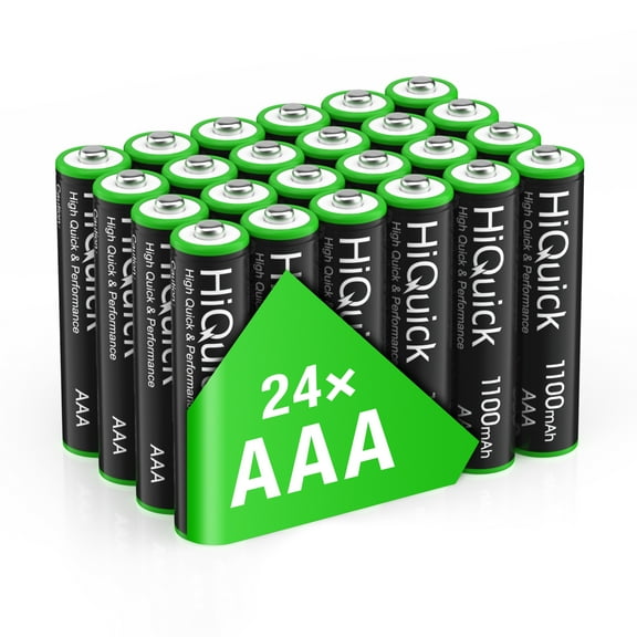 Hiquick AAA battery Ni-MH 1100mAh Rechargeable Batteries, 1,200 cycle batteries, 1.2V low self-discharge, 24 Count