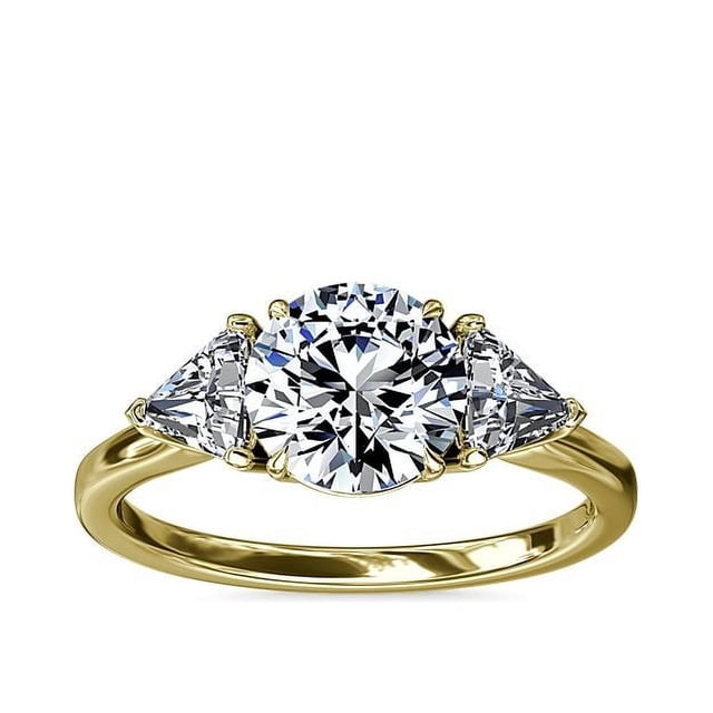 1.00 Carat Excellent Round Cut Real Diamond New Design Three Stone Ring for Wedding Solid 18K Yellow Gold Size 11