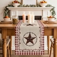 thumbnail image 2 of American Country Table Runner, Star Farmhouse Beige Red Buffalo Plaid Cotton Linen Kitchen Table Decoration Washable Dining Tabletop Runners for Home Party Decor 13x36 Inches, 2 of 9