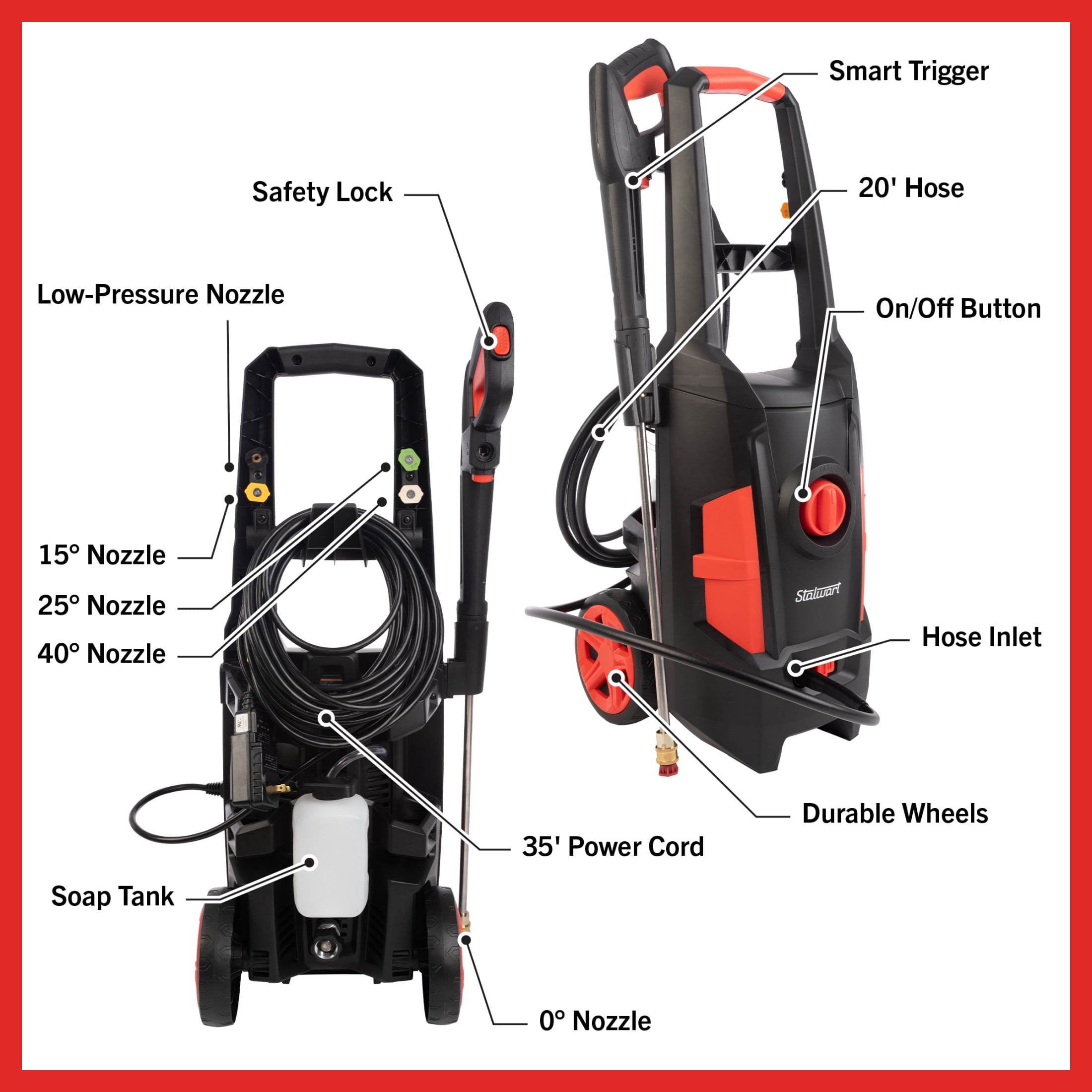 Stalwart Max 2400 PSI 1.8 GPM Pressure Washer with 5 Quick-Connect Nozzles