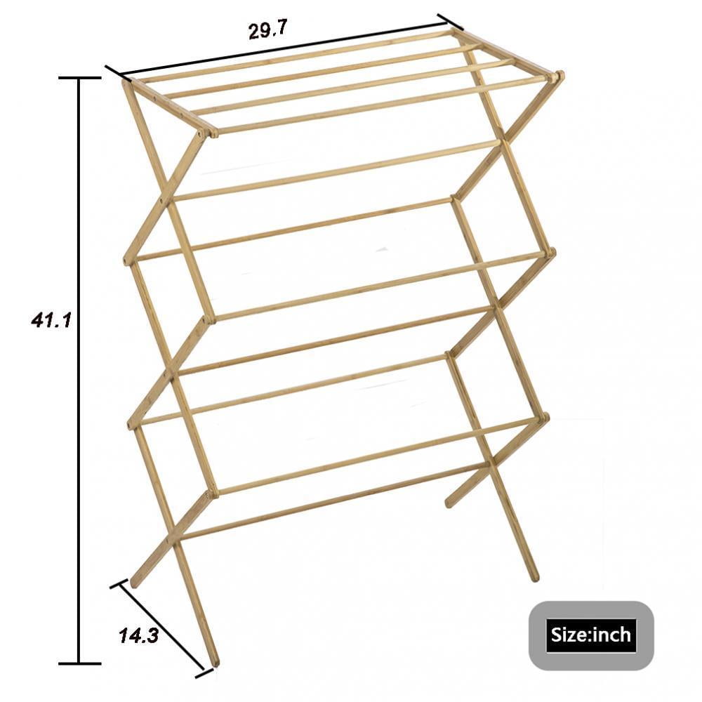 Indoor Folding Bamboo Clothes Drying Rack Dry Laundry And Hang Clothes