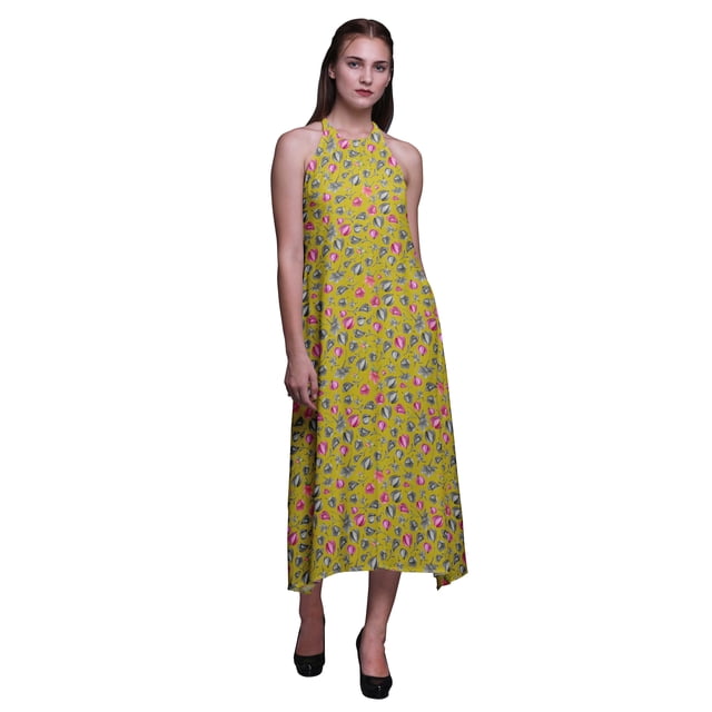 Bimba Robe Longue Dos Nu à Fleurs Décontractée pour Femmes Robe de Plage Imprimée-TTTG
