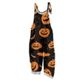 thumbnail image 2 of Womens Halloween Jumpsuits Cute Print Baggy Casual Wide Leg Romper Tie Strap Cotton Linen Pants, 2 of 7