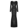 thumbnail image 4 of Evening Dresses for Women Holiday Party Dresses for Women Elegant Long Sleeve Evening Gown With Fringe Detail for Fall Winter formal Dinner Party and, 4 of 6
