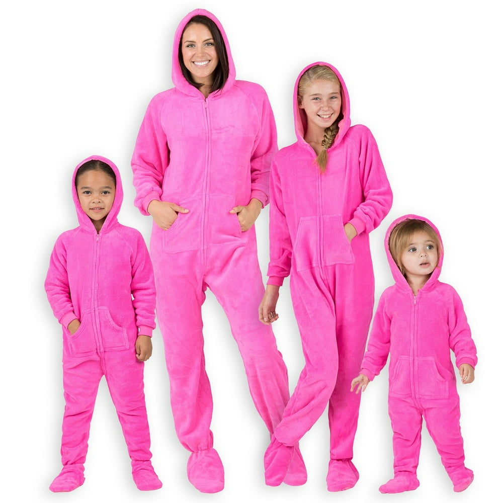 Footed Pajamas Footed Pajamas Family Matching Neon Pink Hoodie Onesies for Boys, Girls, Men