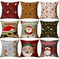thumbnail image 2 of Yidarton Cartoon Linen Christmas Pillowcase Printing Pattern Pillow Cover Car Sofa Cushion Cover, 2 of 6