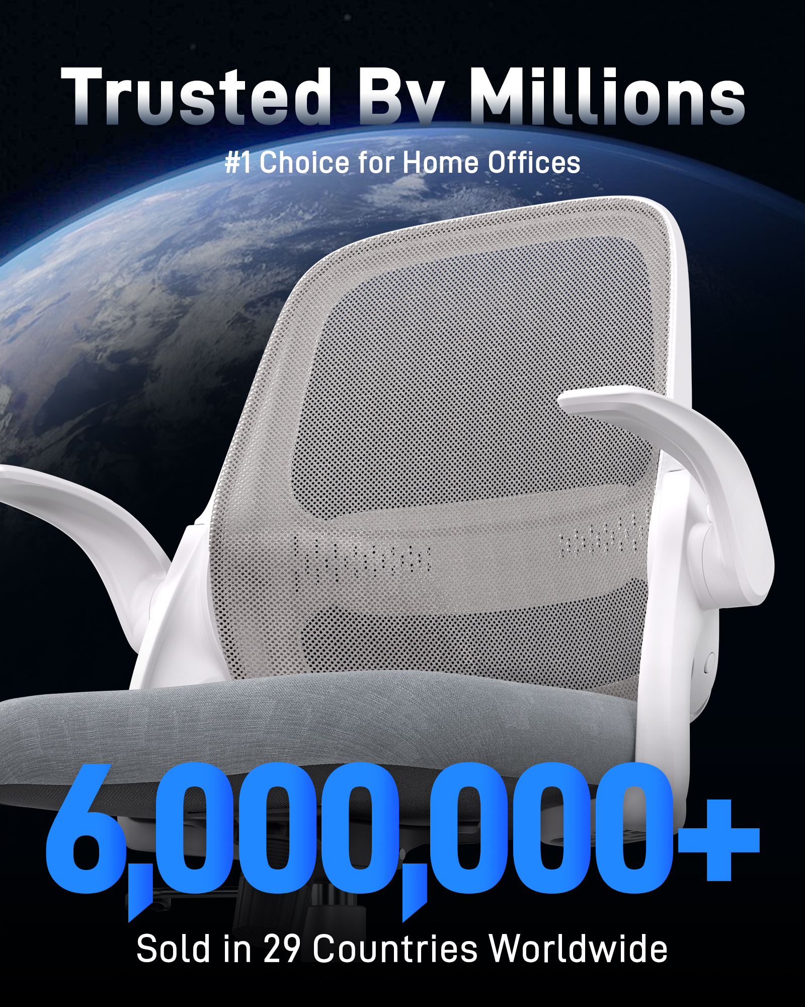 TMV Ergonomic Office Chair, Mesh Computer Chair with Wide Seat & Arms - Rolling Desk Chair with Wheels for Home Office, Gaming, or Living Room，Grey