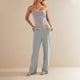 thumbnail image 2 of Pantalones Conjunto Mujeres 2 Piezas Outfits Dressy Raya Impresa sin Mangas Tube Top, Bolsillos de Piernas Anchas, 2 of 9
