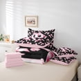 thumbnail image 6 of Manfei Personalized Initial Alphabet R Twin Bedding Sets 7-Piece for Teens Adults,Kawaii Ribbon Bowtie Bedding Comforter Set Microfiber,Black Pink Breathable Sheet Sets,Ultra Soft Home Decor, 6 of 8