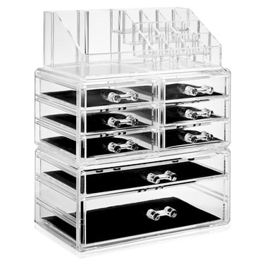 Casafield Cosmetic Makeup Organizer & Jewelry Storage Display Case, Clear Acrylic