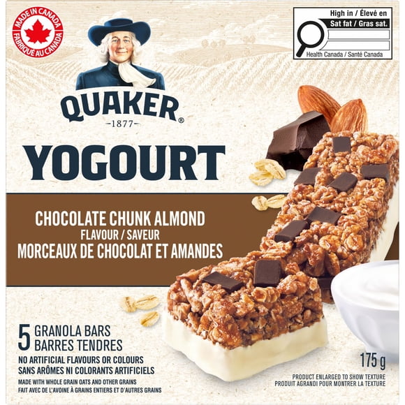 Quaker Yogourt Granola Bars - Chocolate Chunk Almond Flavour, 175 g.