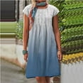 thumbnail image 2 of Hinvhai Summer Plus Size Women's Dress Clearance Women's Loose Short Sleeve Gradient Pirnt Mini Dress Blue 10(XL), 2 of 8