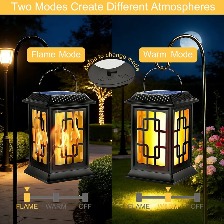 SZRSTH Solar Hanging Lanterns, Flickering Flame 2-Pack photo 4