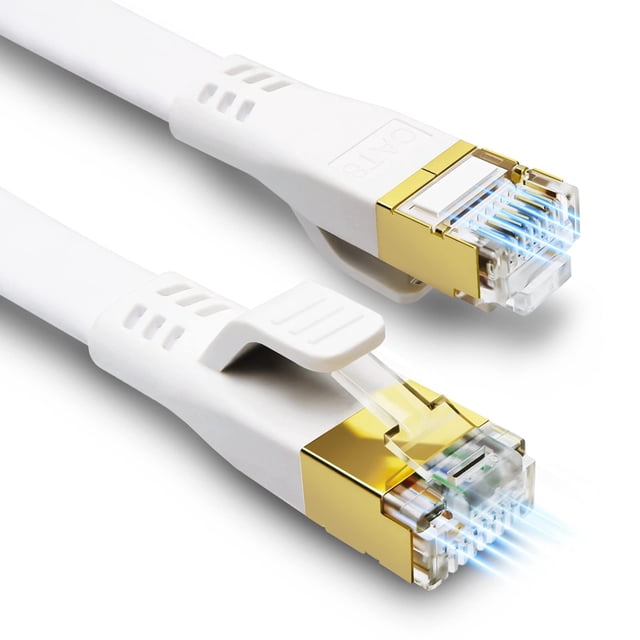 Cable Ethernet HUGIN CAT 8 de 15 pies de alta velocidad, 40 Gbps, 2000 MHz, blanco