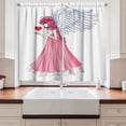 thumbnail image 2 of Ambesonne Anime Kitchen Curtains, Lady Holding a Red Heart Art, 55"x39", White Pink and Red, 2 of 3
