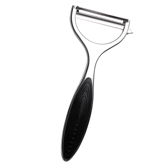 Inteprter Pelador de frutas de acero inoxidable, pelador de verduras afilado, rallador de patatas de cocina de mano, utensilio de cocina, accesorios de Cocina y Comedor Negro serrado Inteprter HA003944-01