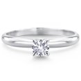 thumbnail image 2 of Gem Stone King 14K White Gold White Created Sapphire Solitaire Engagement Ring for Women (0.25 Cttw, Round 4MM, Gemstone September Birthstone, Size 5), 2 of 5