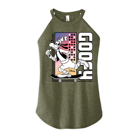 Disney - Mickey & Friends - Goofy Skating - Retro Style - Juniors High Neck Tank Top