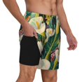 thumbnail image 2 of Fuzoiu Tropical Floral Jungle Print Men's Swim Shorts,Quick-Dry Double-Layer Swim Trunks,Board Trunks,Beach Shorts Swimwear Bathing Suits-Large, 2 of 6