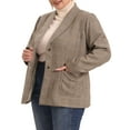 thumbnail image 4 of Agnes Orinda Women's Plus Size Plaid Notched Lapel Wear-to-Work Formal Blazer 4X Brown, 4 of 6