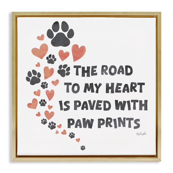 Stupell Industries Road To My Heart Typography Painting Gold Floater Framed Canvas Art Print Wall Art, 25 x 25