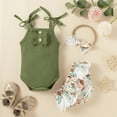 thumbnail image 2 of Dooleck Ribbed Baby Girl Clothes Strap Bodysuit Floral Bloomer Shorts Infant Outfit, 2 of 8