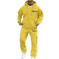 thumbnail image 2 of Letdown Men's 2 Piece Tracksuit Set Casual Athletic Sweatsuit Full Zip Pullover Long Sleeve Running Sport Outfits Track Suit for Jogging or Warm Up (Yellow, XS), 2 of 8