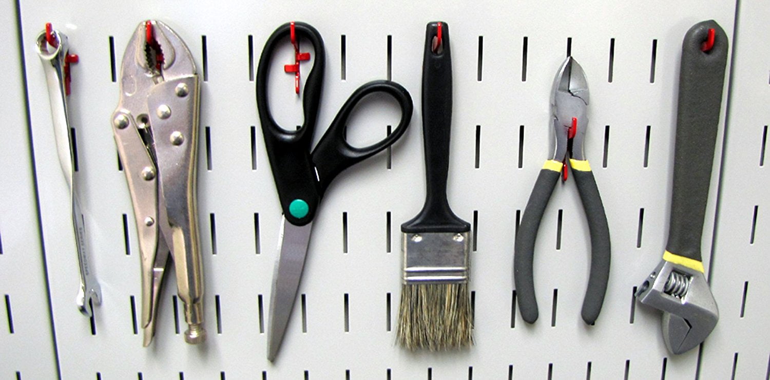 Slotted Metal Pegboard Deluxe Hook Kit for Wall Control Metal Pegboard and Slotted Tool Board Only - Red Toolboard Hooks