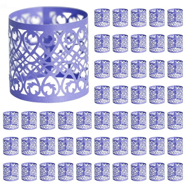 Cqxid Placemat Under $10 50PCS Disposable Napkin Rings Cut Foil Paper Napkin Rings Self Adhesive Set Of 50 For Table Settings Decoration Dinner Parties Weddings