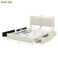 thumbnail image 4 of Pouseayar Bed Frame with 4 Storage Drawers, LED Headboard with  USB Ports, Queen Size, 4 of 13