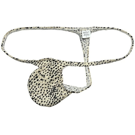 Botmois Men s Thongs Mini Bikini Briefs Soft Low-rise G-String Ultrathin Pouch Tangas Micro Hipster Comfortable T-Back Panties Underwear Leopard L
