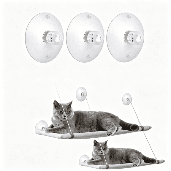 XIBUFE 4 Pieces Cat Window Perch Suction Cup Powerful Window Bed Seat Replacement Suction Cup Clear PVC Sucker Pads for Cat Hammocks/Window Seat/Perch