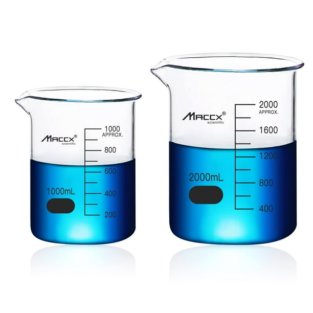 Vasos de vidrio de borosilicato Max Sturdy, 1000 ml, 200 ml, 3.3