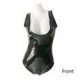 thumbnail image 2 of Traje de baño de cuero PU brillante con espejo para mujer, traje de baño de una pieza con triángulos para actuaciones en discotecas, traje de baño ajustado de corte bajo, 2 of 4