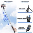 thumbnail image 3 of Stick Extendable Selfie Stick Tripod for Phone . Length 67.2cm/26.5in with Detachable Phone Clip Remote Shutter Phone Tripod for Vlog Selfie Live Streaming Group Photo Video, 3 of 7